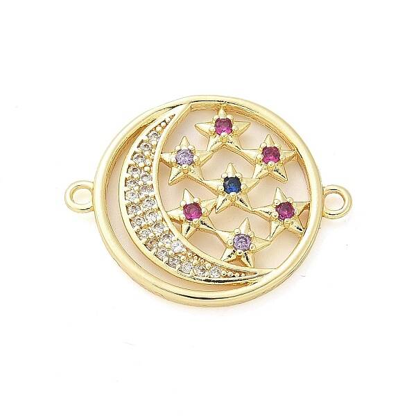 Brass Micro Pave Colorful Cubic Zirconia Connector Charms