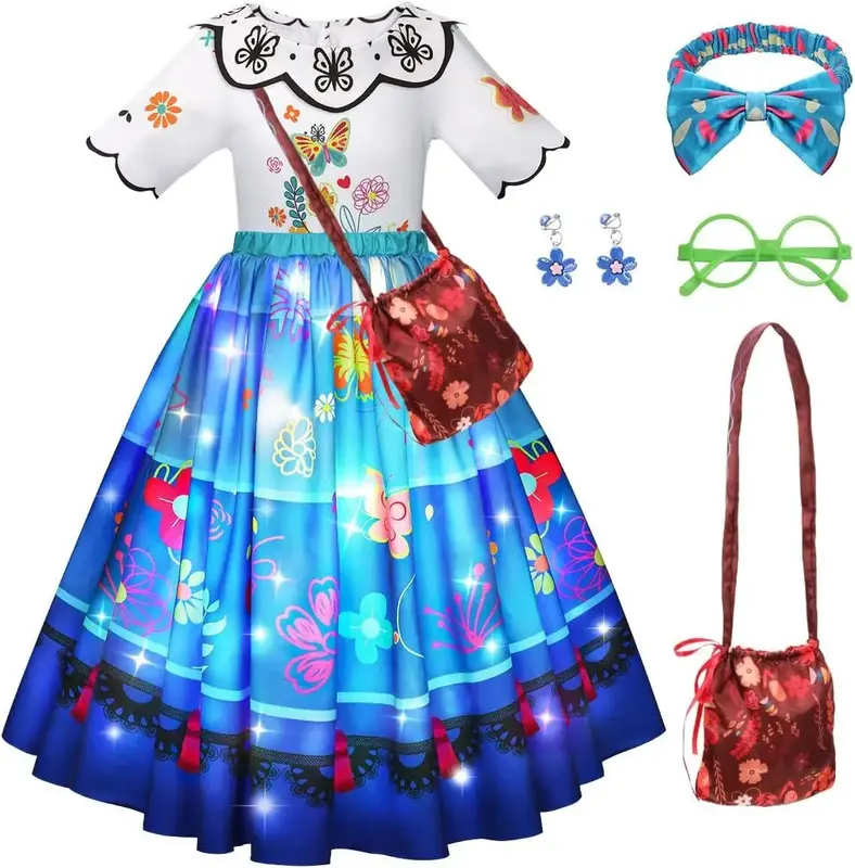Princess Dresses for Girls, Light Up Princess Costume for Girls with Headband Halloween Costumes for Girls 3-8