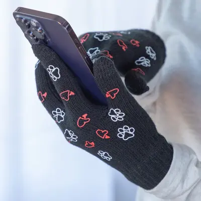 Paws Touch Screen Gloves | Paw Print Mittens - Decorative Paws