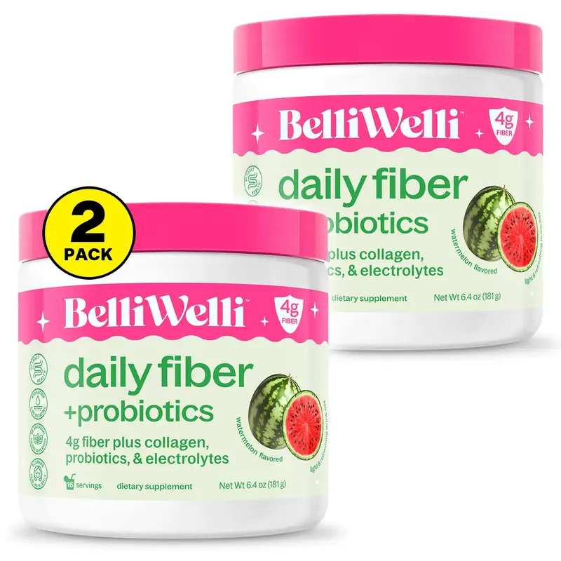 BelliWelli Daily Fiber + Probiotics - Watermelon - 2 pack