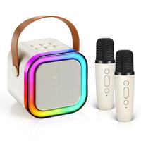 Mini karaoke machine with microphone sound system, portable karaoke machine with 2 wireless microphones, birthday gifts for g...