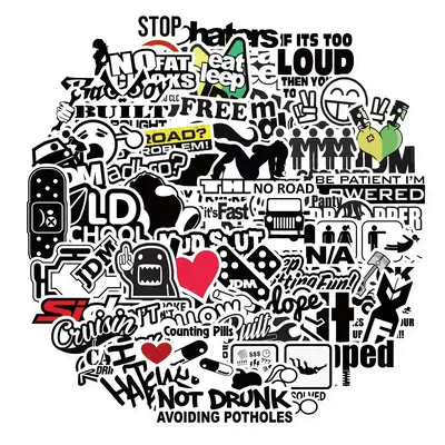 Cartoon Slogan Pattern Car Stickers, Waterproof Car Decals, Car DIY Decorative Sticker For Phone Case, Computer, Guitar, Bag,...