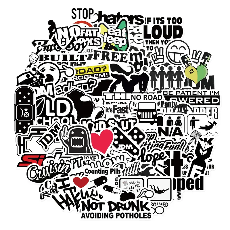 Cartoon Slogan Pattern Car Stickers, Waterproof Car Decals, Car DIY Decorative Sticker For Phone Case, Computer, Guitar, Bag,...