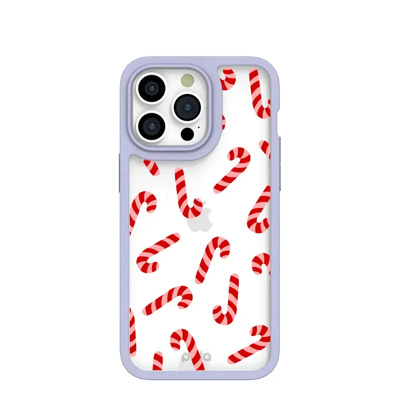 Clear Candy Cane Chaos iPhone 15 Pro Max Case With Lavender Ridge