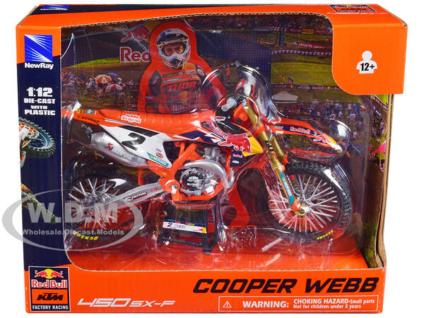 KTM 450 SX-F Motorcycle #2 Cooper Webb Red Bull KTM Factory Racing 1/12 Diecast Model by New Ray