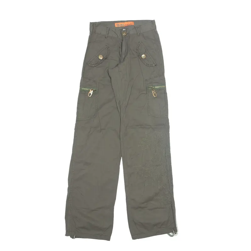 DANIEL Floral Embroidery Trousers Green Slim Straight Womens W26 L32