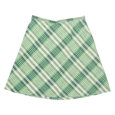 Womens A-Line Skirt Green Knee Length Check M