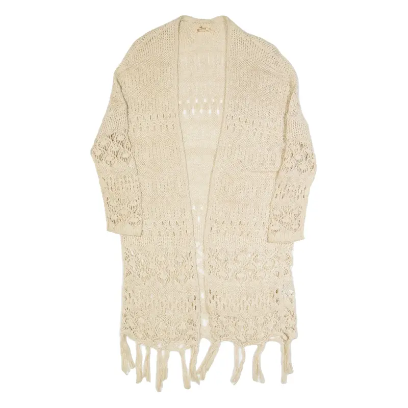HOLLISTER Cardigan Womens Kimono Top Cream 3/4 Sleeve S