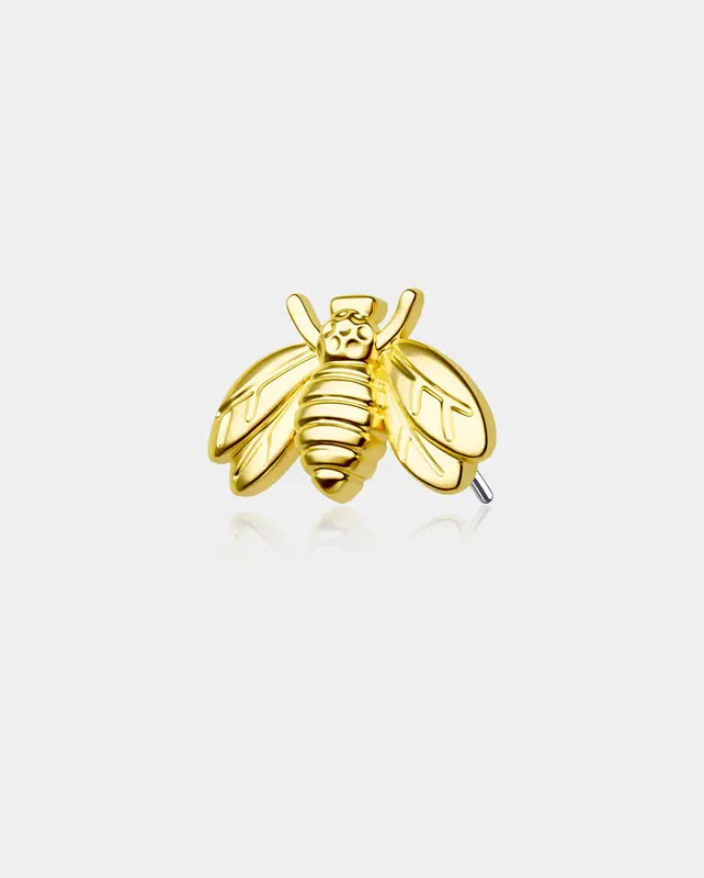 14K Gold Bee Threadless Labret Stud - 14K Top only / top only