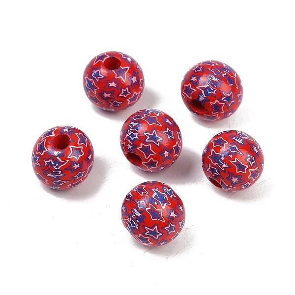 Independence Day Theme Wood European Beads