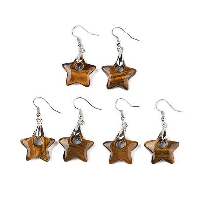 Natutal Tiger Eye Dangle Earrings