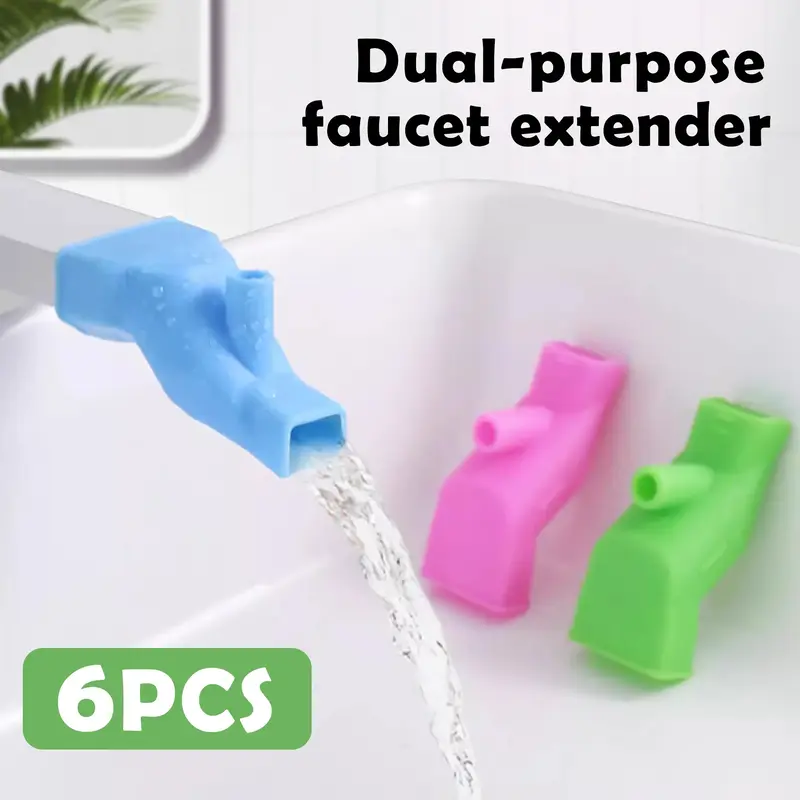 6 Counts Silicone Faucet Extenders, Water Tap Extenders for Kitchen Sink, Flexible Faucet Connector Without Water Waste and S...