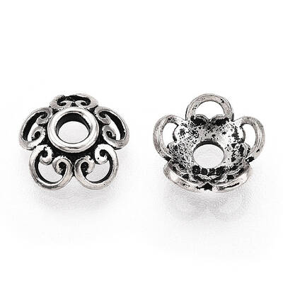 Tibetan Style 925 Sterling Silver Bead Caps