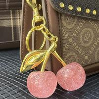Cross-Border Alloy DIY Jewelry Cherry Women's Bag Pendant Keychain Cherry Flash Pink Pendant Decoration Jewellery