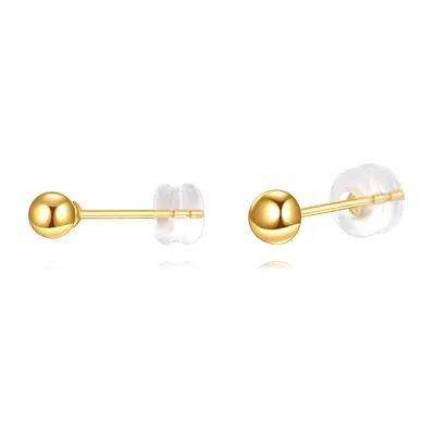 18K Gold Round Stud Earrings