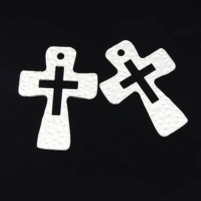 Hammered Cross Alloy Pendants