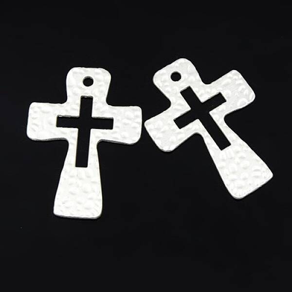 Hammered Cross Alloy Pendants