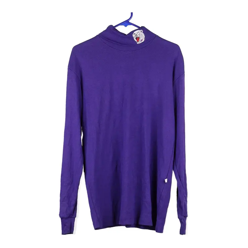 Majestic Embroidered Rollneck - XL Purple Cotton Blend