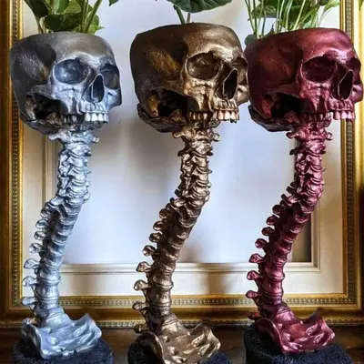 Spinal Skull Flower Pot, 1 Count Creative Skull Design Flower Pot Ornament, Modern Home Decor Ornament for Living Room Bedroo...