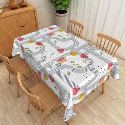 Aperturee Mid Century Modern Heart Home Decor Rectangle Tablecloth, 52 x 70 inch, 30.82 USD, rectangle tablecloths, ZJY04976-...