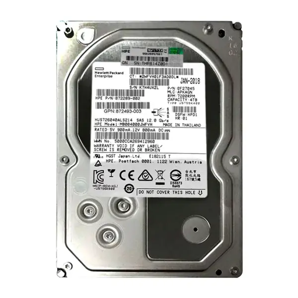 872289-002 HP 4TB 12Gb/s SAS 7200 3.5-Inch Hard Drive