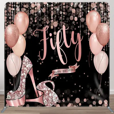 Aperturee Pink Balloon High Heels Fabric Backdrop Cover for Birthday - Aperturee