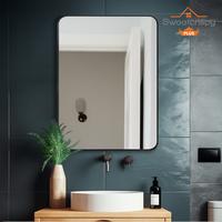 Bathroom Mirror Vanity Mirror for Wall, Aluminum Alloy FramedFarmhouse, Rounded Rectangle ，Anti-Rust,Tempered Glass,Hangs H...