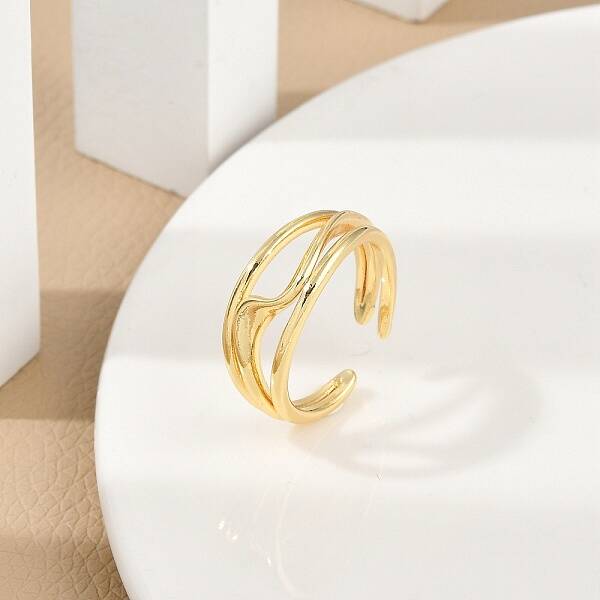 Rack Plating Brass Cuff Rings for Women