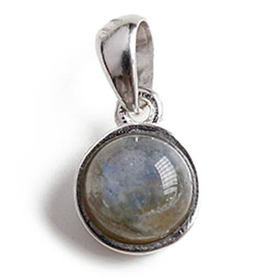 Rhodium Plated 925 Sterling Silver Pave Natural Labradorite Half Round Charms