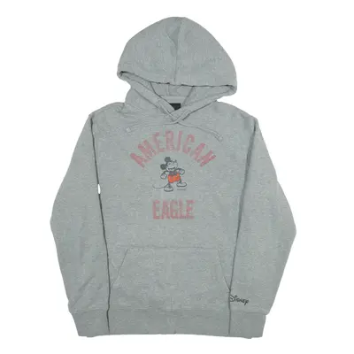 DISNEY American Eagle Mickey Mouse USA Hoodie Grey Pullover Womens M