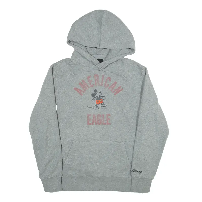 DISNEY American Eagle Mickey Mouse USA Hoodie Grey Pullover Womens M
