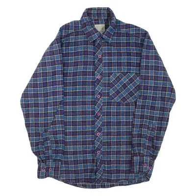 Mens Shirt Blue Check Long Sleeve L