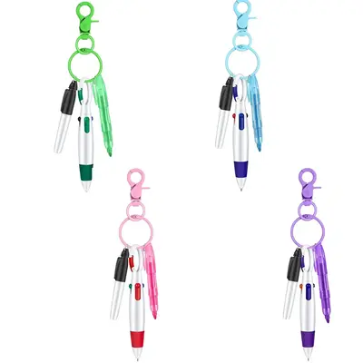Nurse Pen Set, 1 Set Including Tip Highlighter & Permanent Marker Pen & Retractable Ball Pen with Keychain Clip, Office Stati...