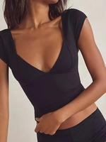 Women's Basic Minimalist Plain Backless Sweetheart Neck Crop Tee, Summer Clothes Women, Tee Shirts for Women, Lady Chic Sexy...