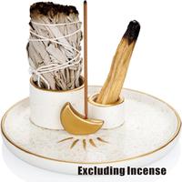 5 in 1 Ceramic Incense Holder, 1 Count Incense & Candle Holder for Burning Sage, Ash Catcher Tray for Smudge Meditation Yoga,...