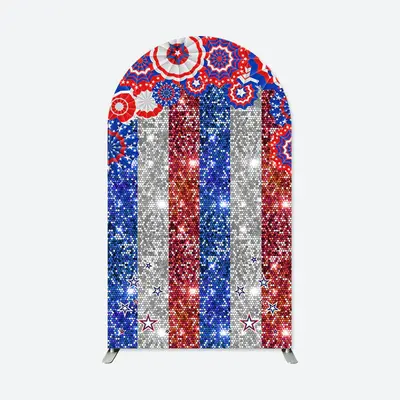 Aperturee American Flag Sparkle Independence Day Arch Backdrop | Chiara Arch Backdrop Diy | Custom Chiara Arched Covers | Cir...