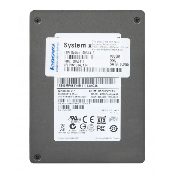 00AJ411 IBM 800GB Multi-Level Cell SATA 6Gb/s Hot Swappable 2.5-Inch Solid State Drive