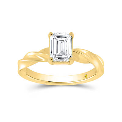 Ripple Emerald Cut Lab Created Solitaire Diamond Ring | 18K Yellow Gold 3 CT. TW.