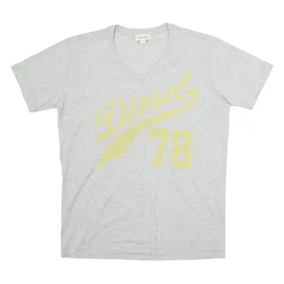 DIESEL Womens T-Shirt Grey V-Neck L
