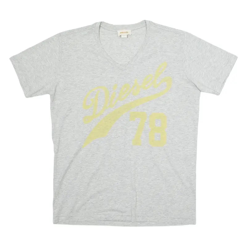 DIESEL Womens T-Shirt Grey V-Neck L