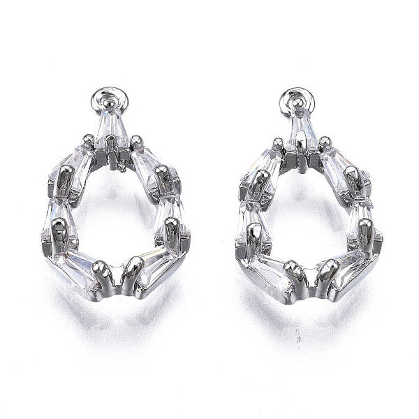 Brass Inlaid Clear Cubic Zirconia Charms