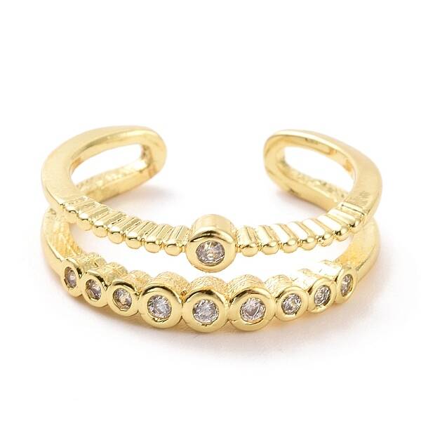 Clear Cubic Zirconia Double Line Open Cuff Ring