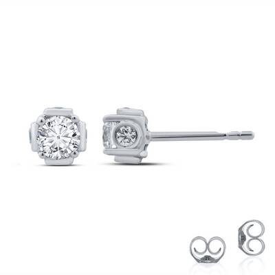 Lab Grown Hidden Accent Diamond Stud Earrings | White Gold 1 ct. tw.