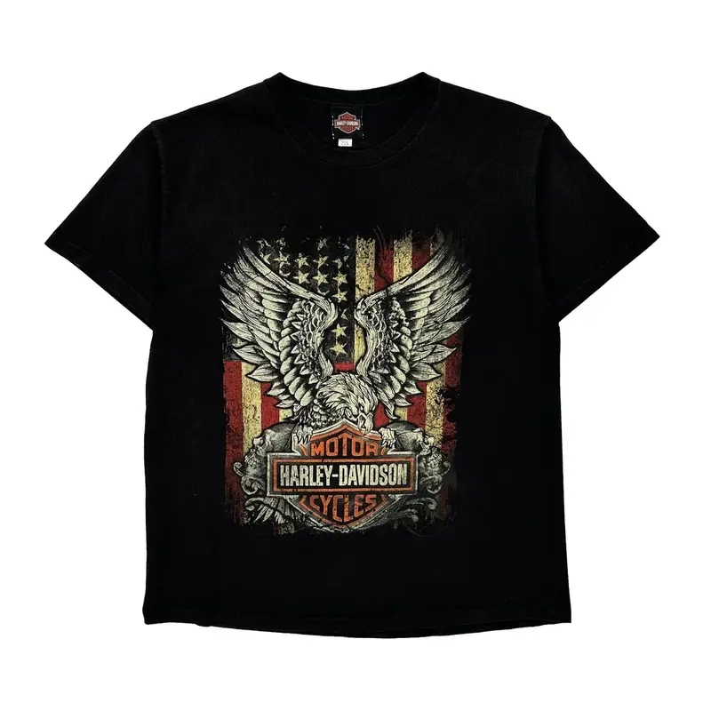 Harley Davidson Graphic T-Shirt - Large Black Cotton