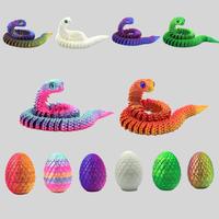 3D Printed Snake & Egg Set, 2 Counts/set Lifelike Snake & Egg Ornament with Random Color Eyes, Stuffing Easter Eggs, Home De...