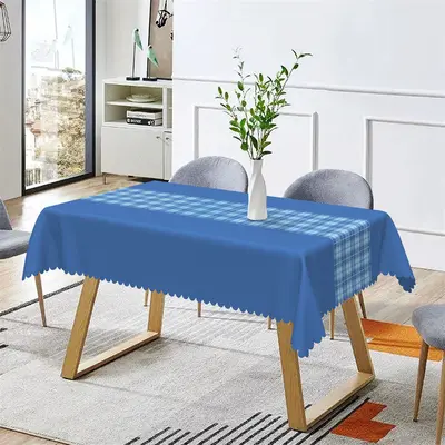 Splicing Dark Blue Checkered Rectangle Tablecloth - Aperturee