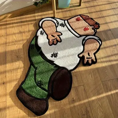 Cartoon Character Design Floor Mat, Soft Plush Floor Carpet, Non-slip Creative Area Rug, Decorative Rug for Home Living Room ...
