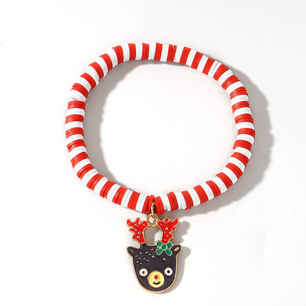 Elegant Christmas Handmade Polymer Clay Heishi Beaded Stretch Bracelets