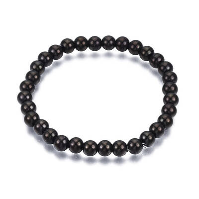 201 Stainless Steel Round Beaded Stretch Bracelet for Men Women