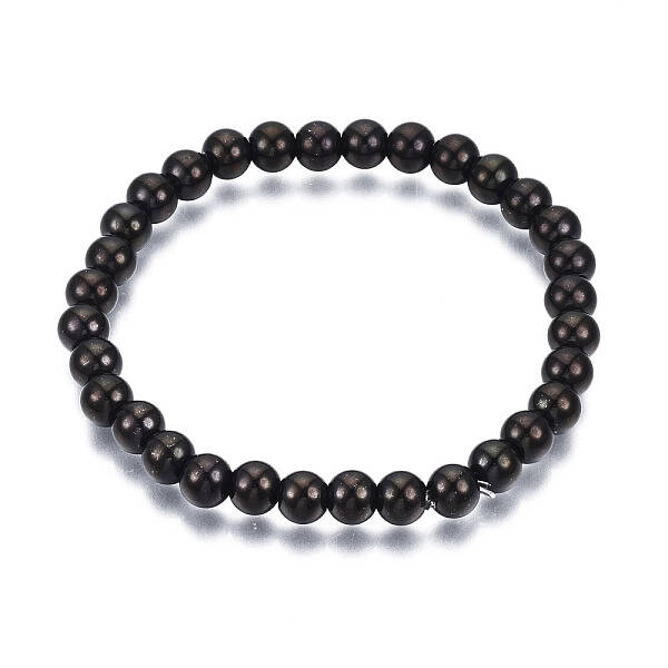 201 Stainless Steel Round Beaded Stretch Bracelet for Men Women